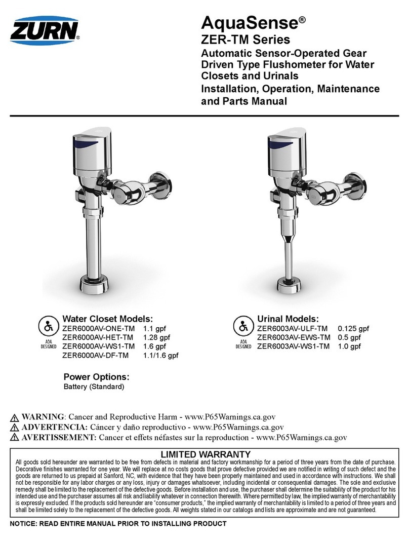 ZURN AquaSense ZER-TM Series Installation, operation, maintenance and parts manual