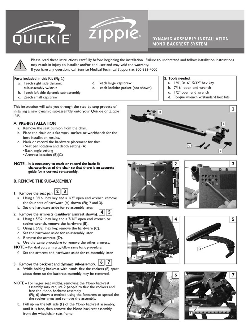 Sunrise Medical DYNAMIC MONO BACKREST SYSTEM User manual