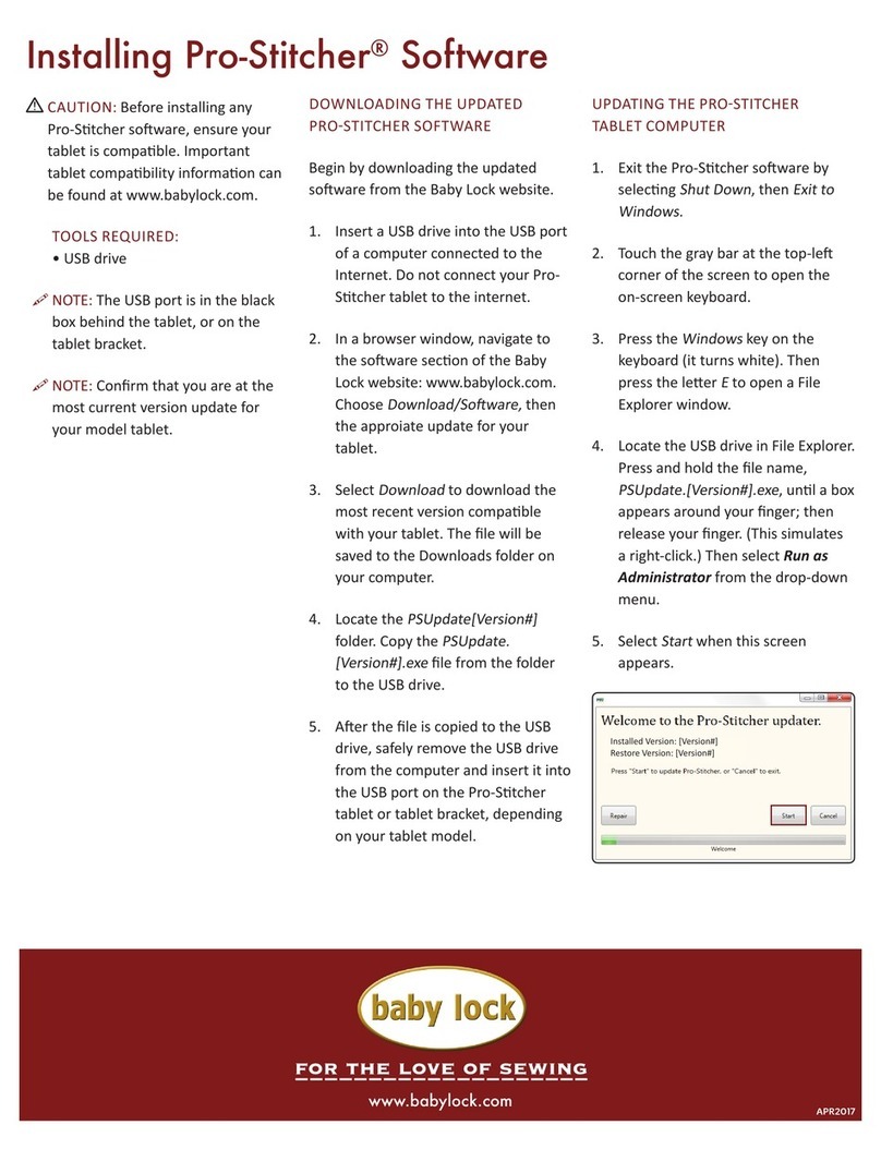Baby Lock Pro-Stitcher Instruction Manual Baby Lock Pro-Stitcher Instruction Manual