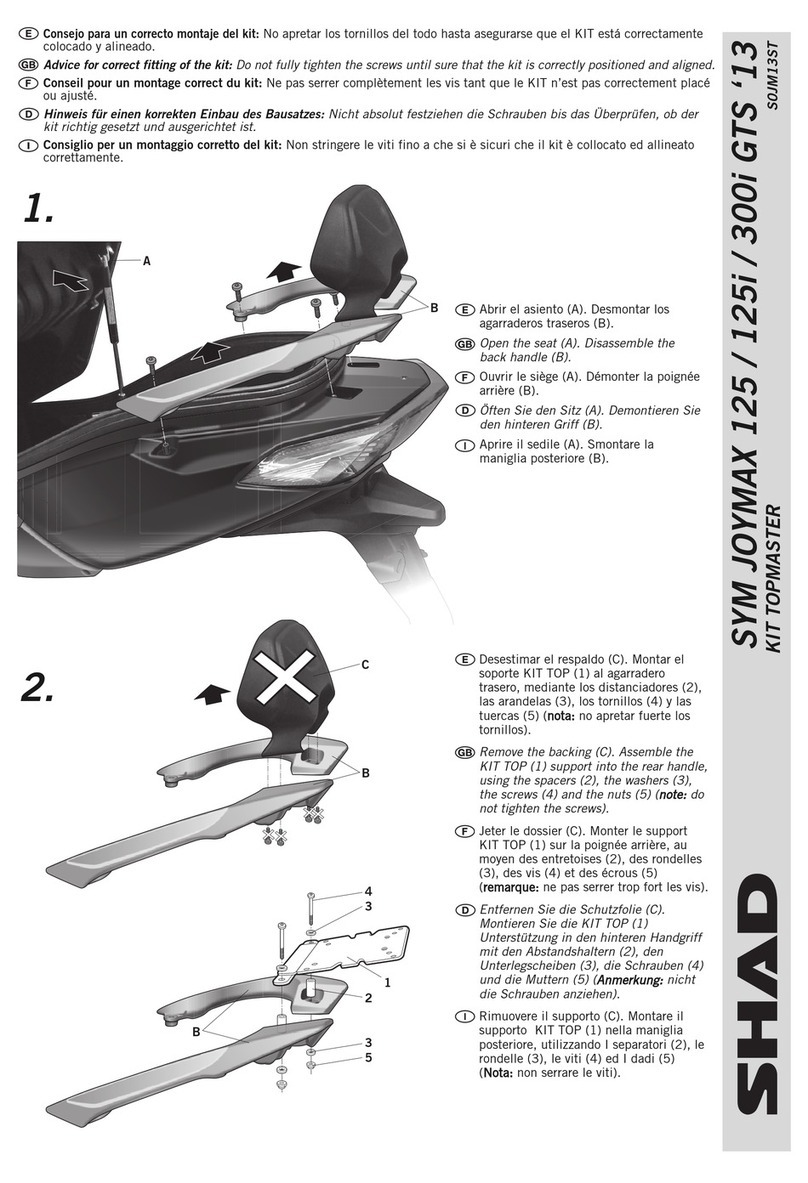 Shad SYM JOYMAX 125 GTS '13 quick start guide Shad SYM JOYMAX 125 GTS '13 quick start guide