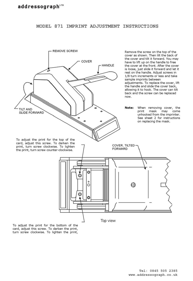 Addressograph 871 Adjustment instructions