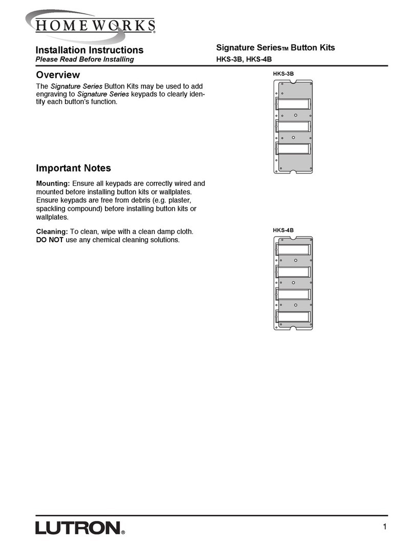 Lutron Electronics Homeworks Signature Series User manual