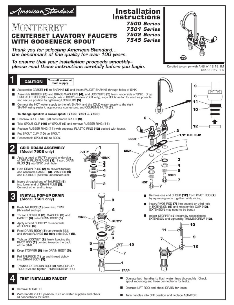 American Standard MONTERREY 7500 Series User manual