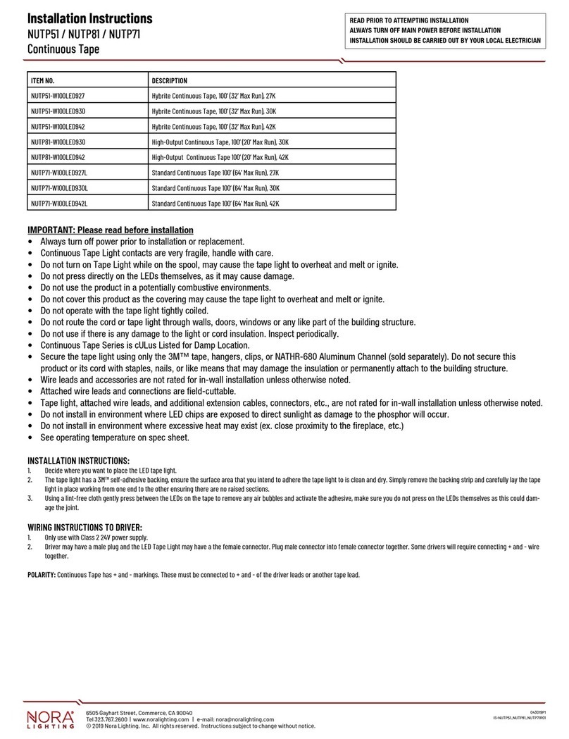 Nora Lighting NUTP51 Series installation instructions