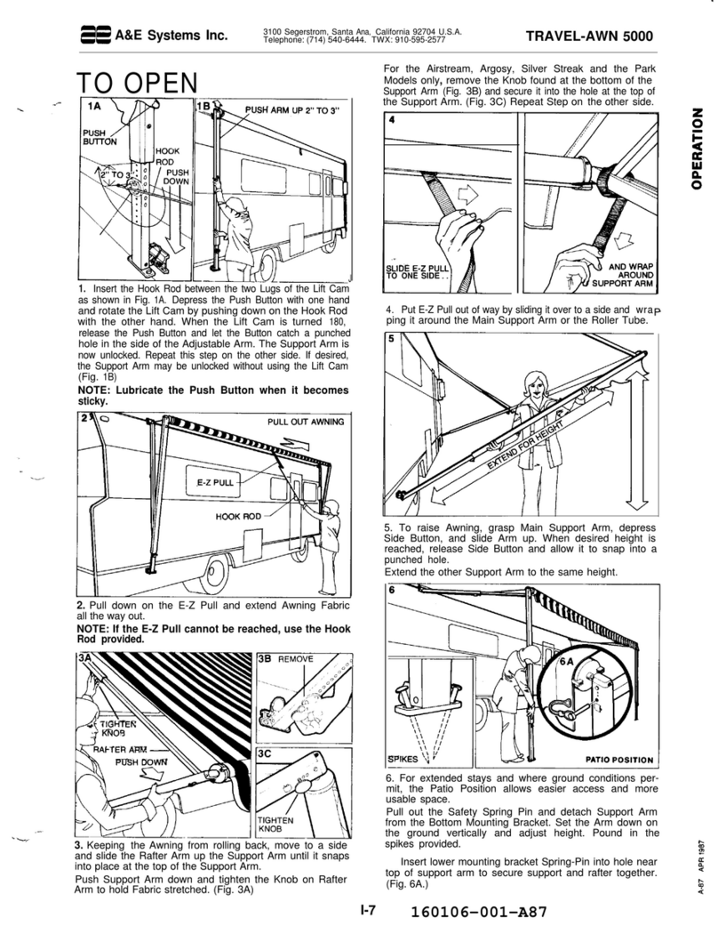 A&E Systems TRAVEL-AWN 5000 operating instructions
