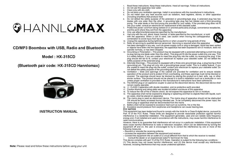 Hannlomax HX-315CD instruction manual