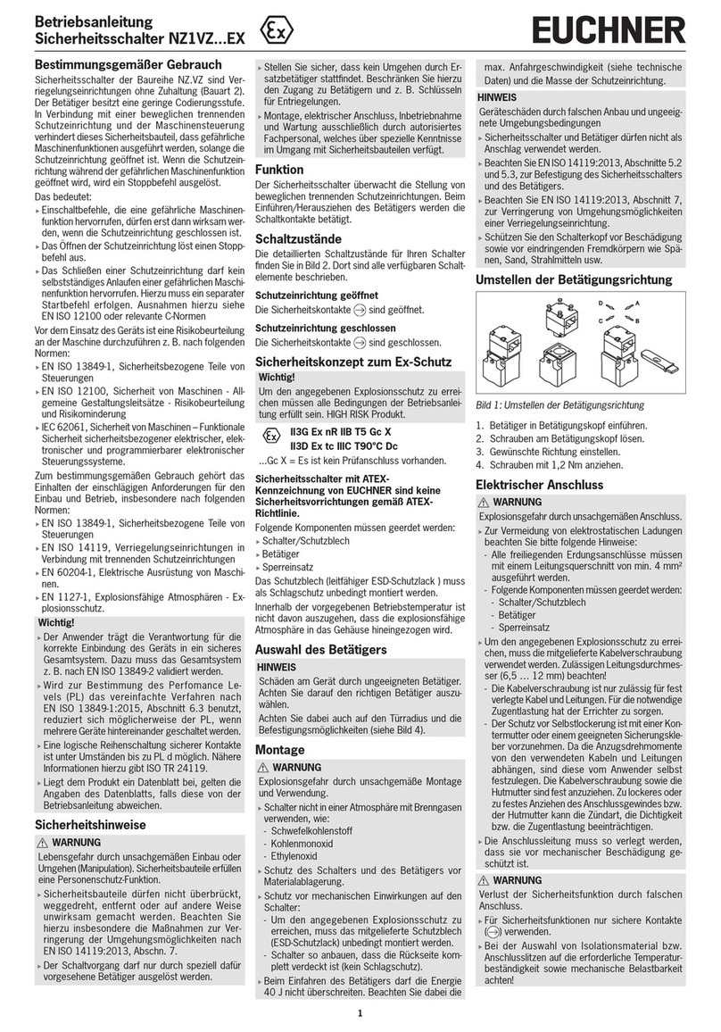 EUCHNER NZ1VZ EX Series operating instructions