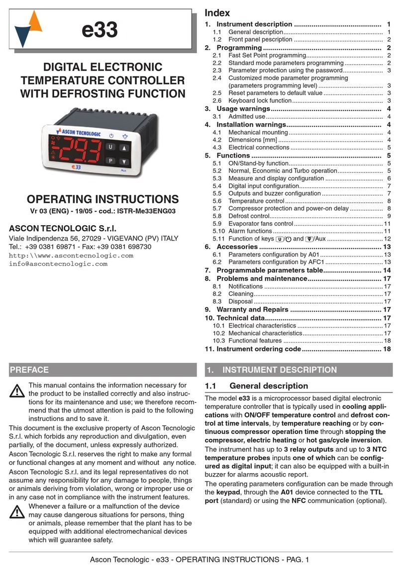 Ascon tecnologic e33 operating instructions Ascon tecnologic e33 operating instructions