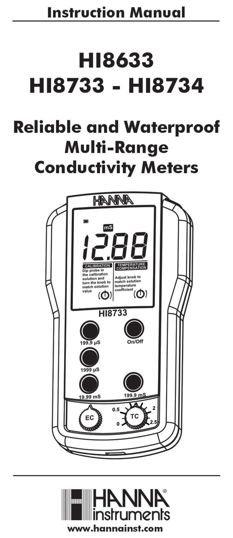Hanna Instruments HI 8733 User manual Hanna Instruments HI 8733 User manual