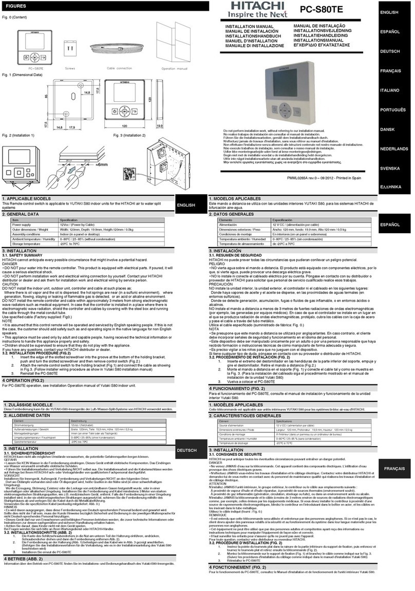 Hitachi PC-S80TE installation manual