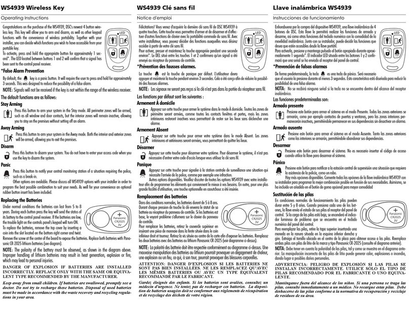 DSC WS4939 operating instructions