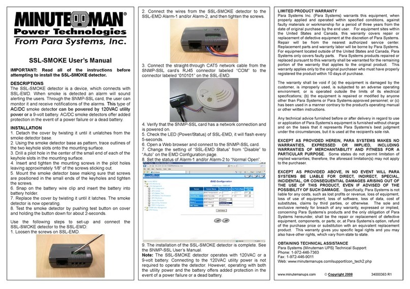 Para systems MINUTEMAN SSL-SMOKE user manual