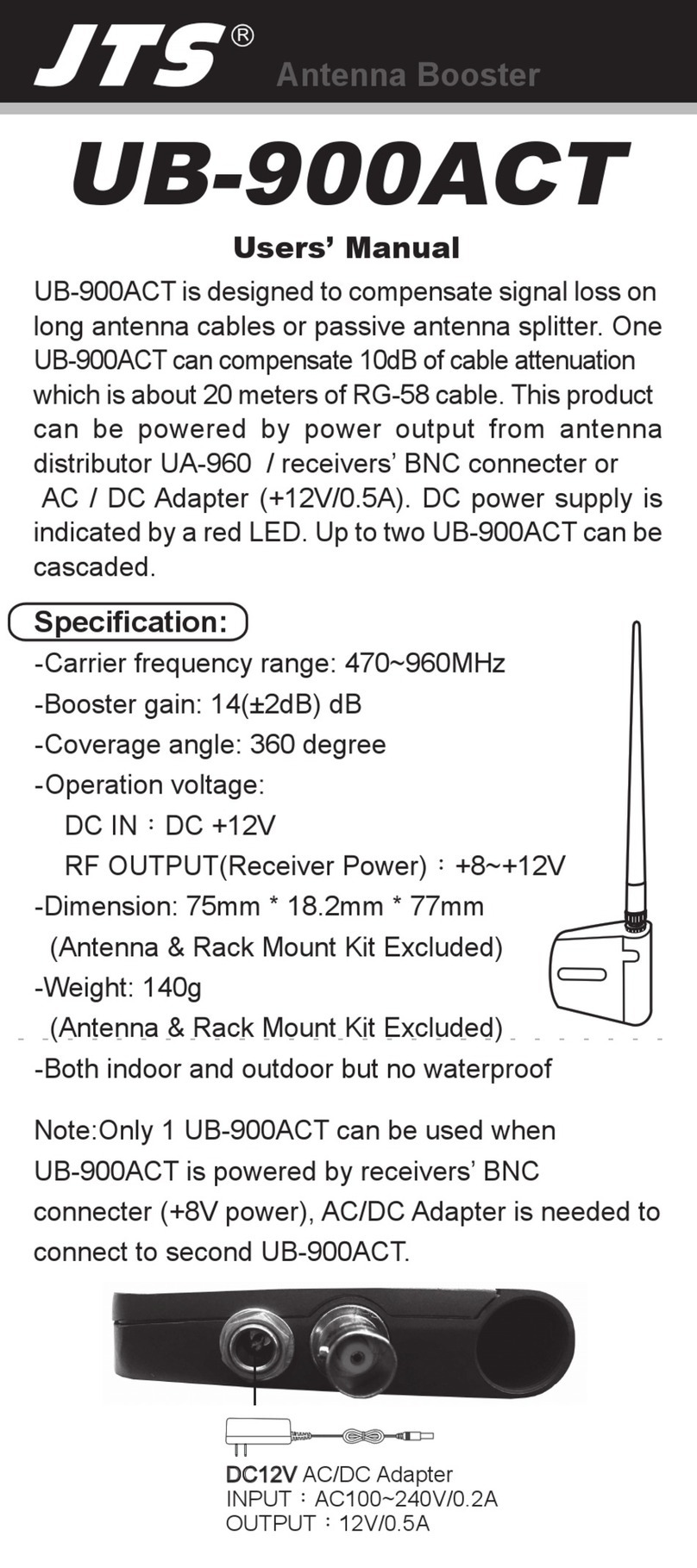 JTS UB-900ACT user manual
