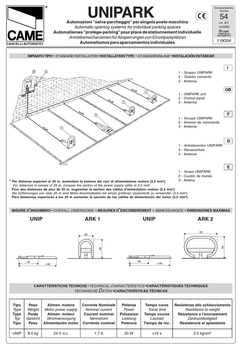 CAME UNIPARK Series manual