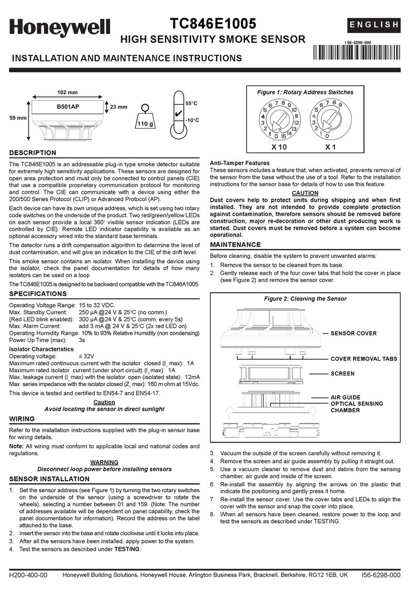 Honeywell TC846E1005 Installation and maintenance instructions