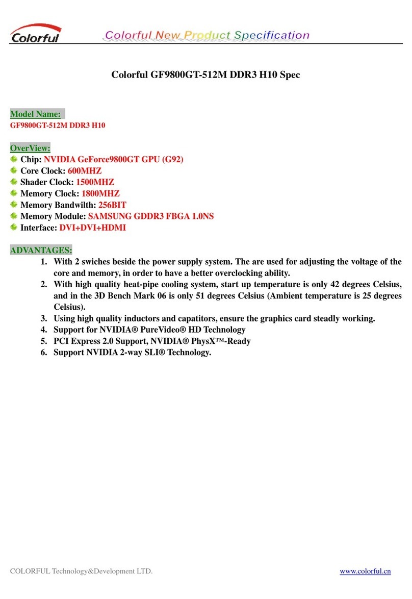 Colorful GF9800GT-512M DDR3 H10 User manual