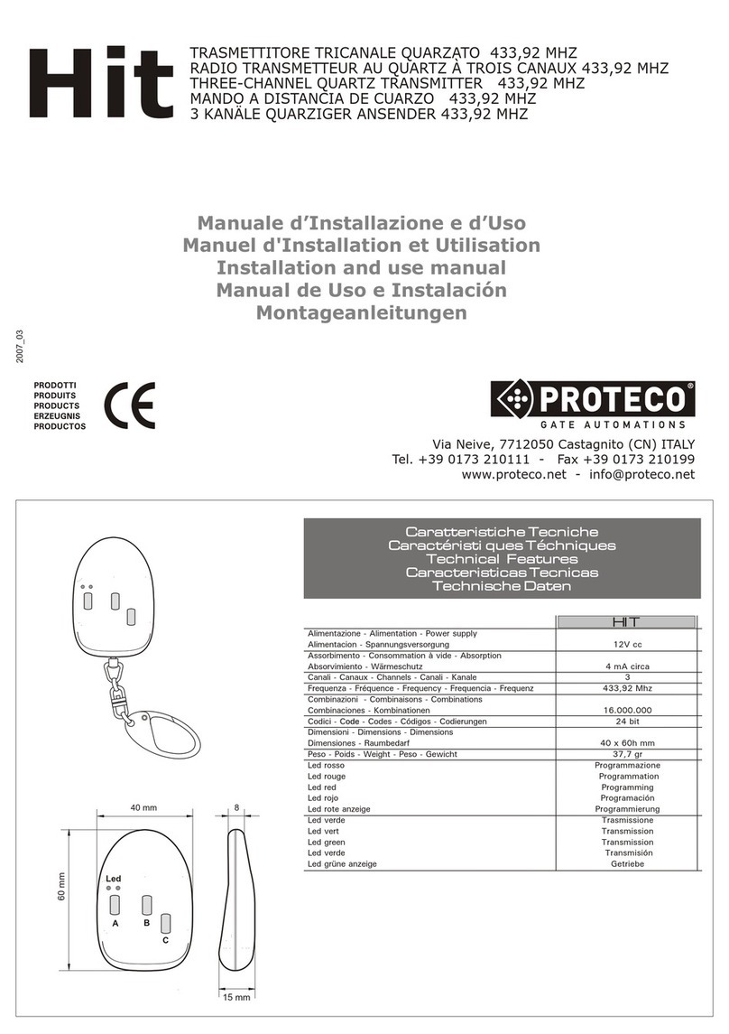 Proteco Hit Installation and use manual