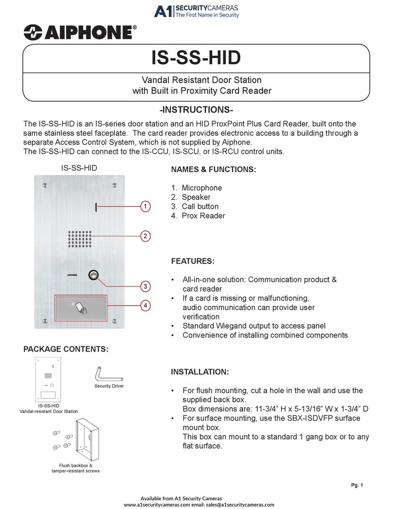 Aiphone IS-SS-HID User manual Aiphone IS-SS-HID User manual