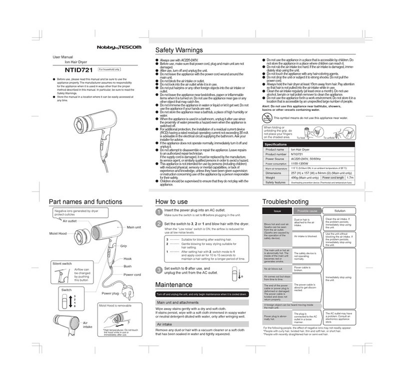 Tescom Nobby NTID721 user manual