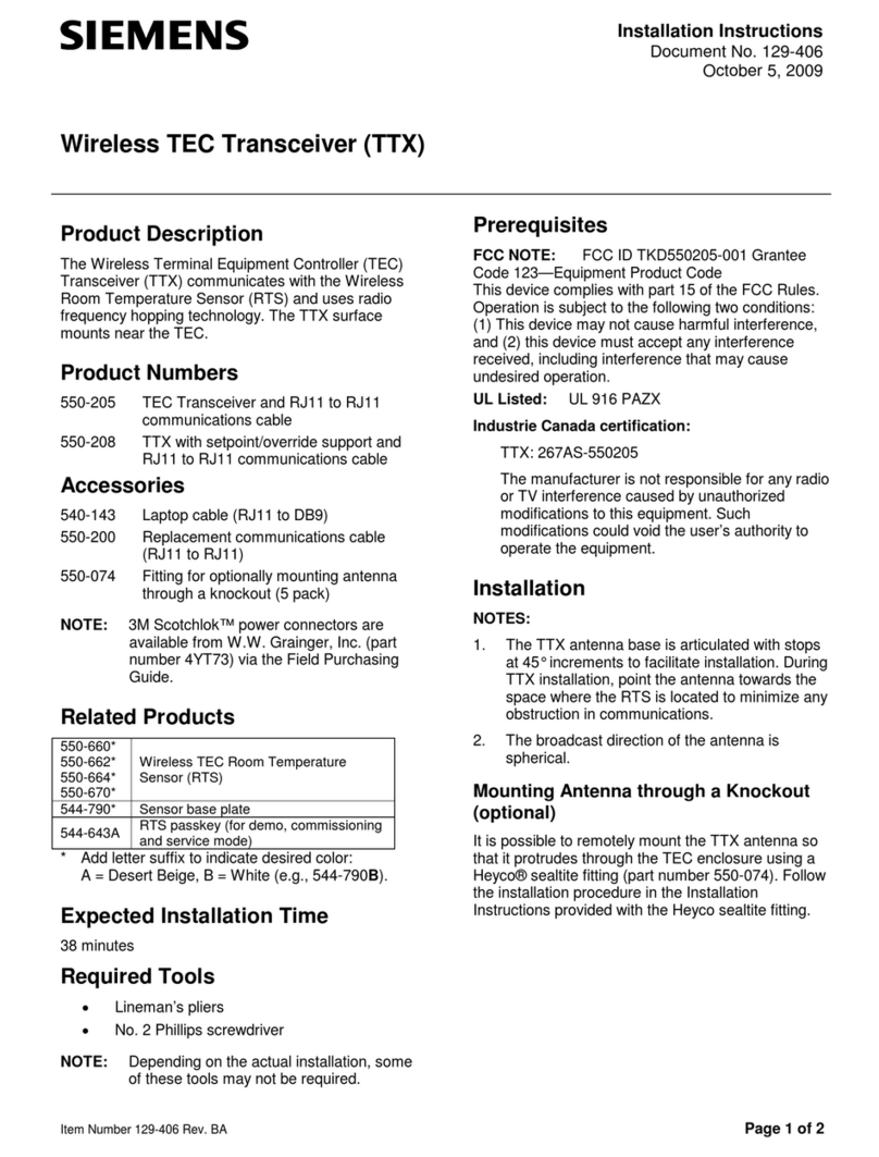 Siemens Wireless TEC Transceiver User manual Siemens Wireless TEC Transceiver User manual