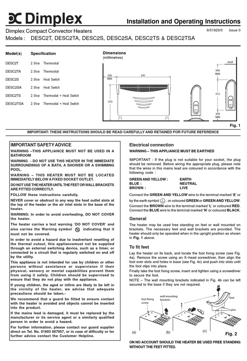 Dimplex DESC2T Installation and operating instructions