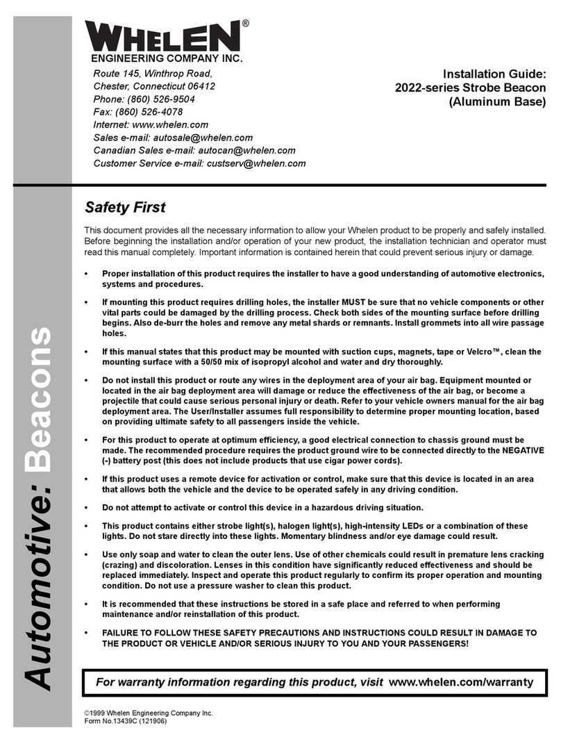 Whelen Engineering Company 2022 Series installation guide
