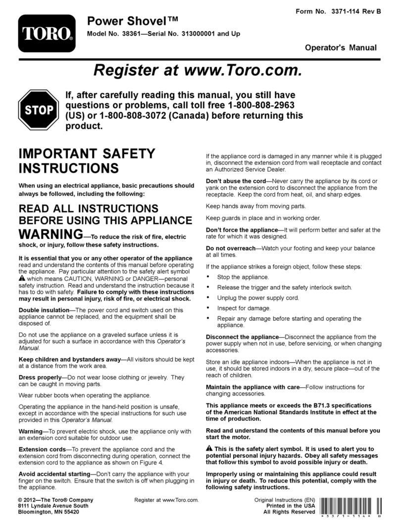 Toro Power Shovel User manual