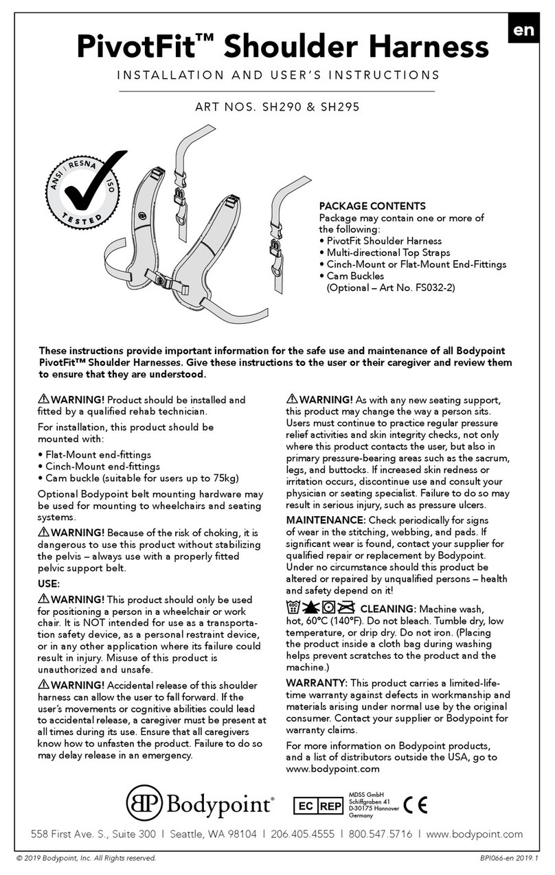 Bodypoint PivotFit SH290 Installation and user instructions