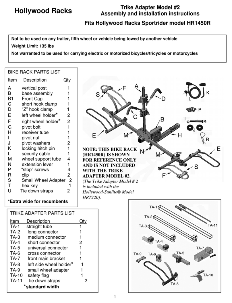 Hollywood Racks Trike Adapter 2 Assembly and installation instructions