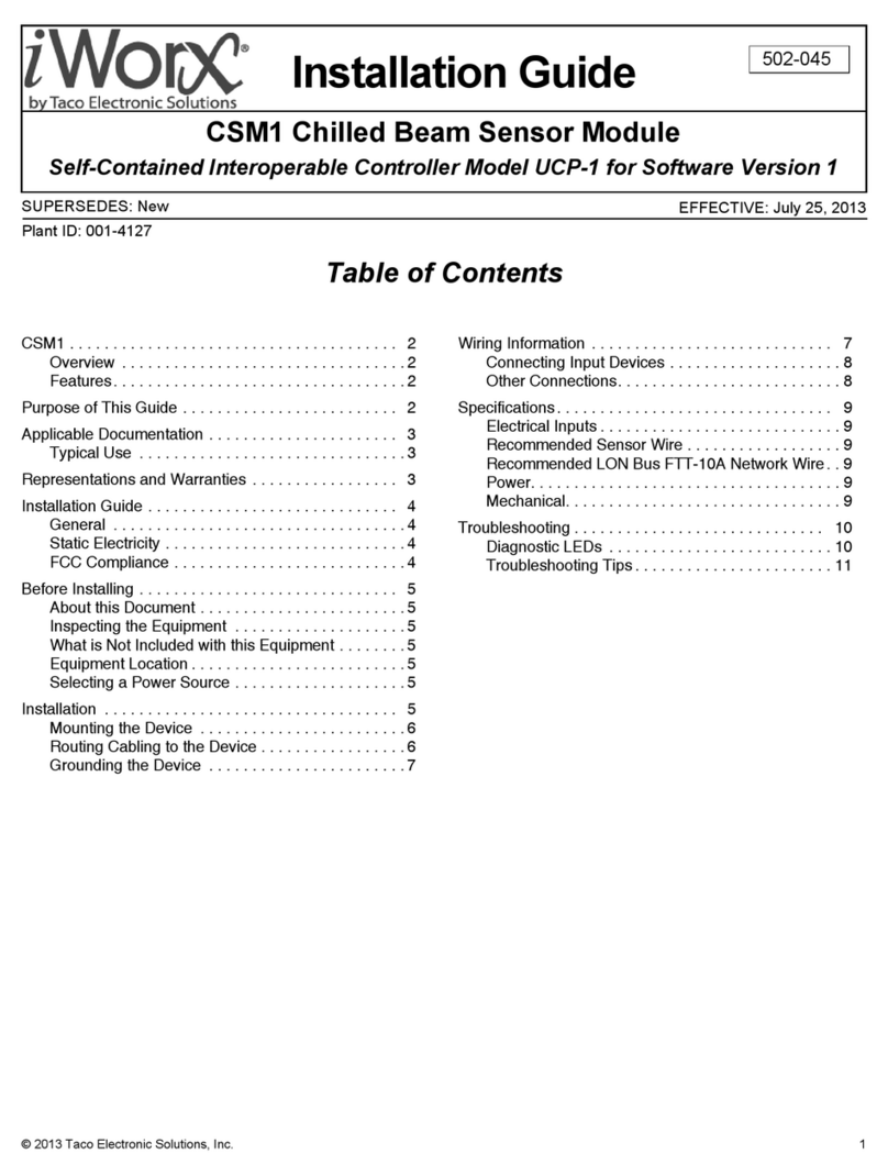 Taco Electronic Solutions iWorx CSM1 installation guide