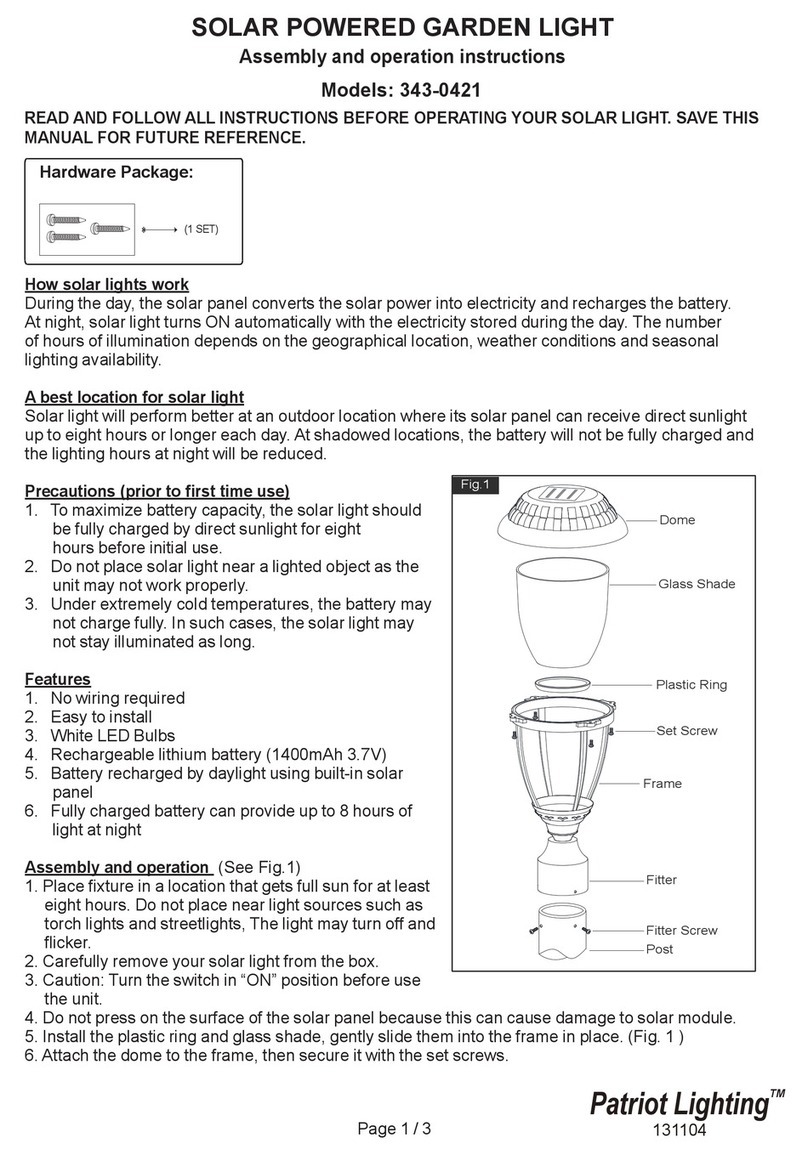 Patriot Lighting 343-0421 Assembly and operation instructions Patriot Lighting 343-0421 Assembly and operation instructions