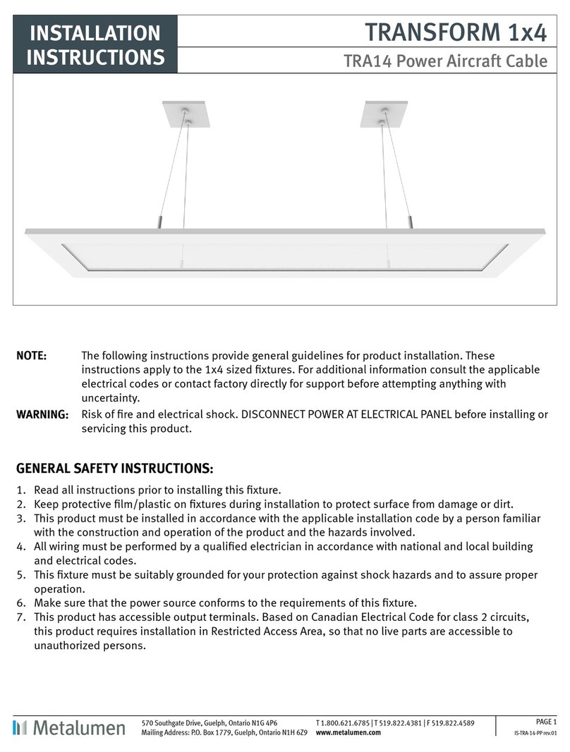 Metalumen TRANSFORM 1x4 TRA14 installation instructions Metalumen TRANSFORM 1x4 TRA14 installation instructions