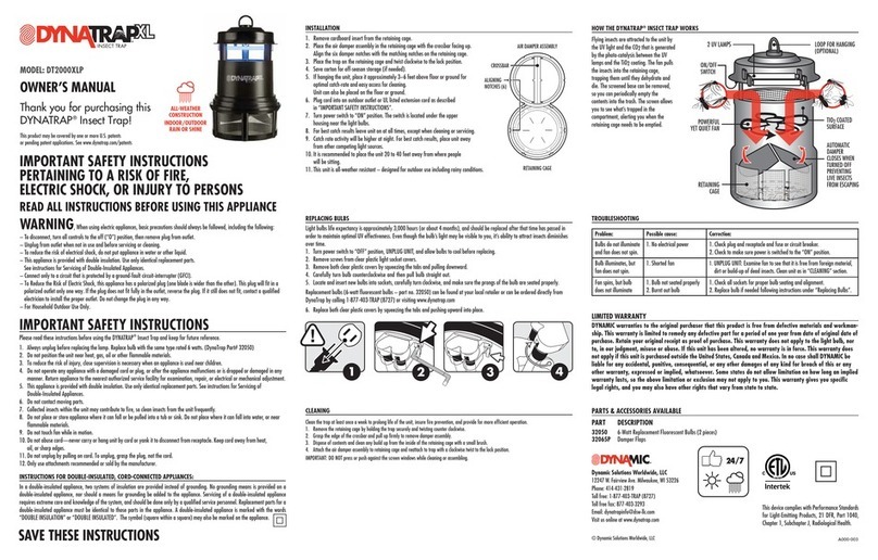Dynamic DYNATRAP XL DT2000XLP User manual
