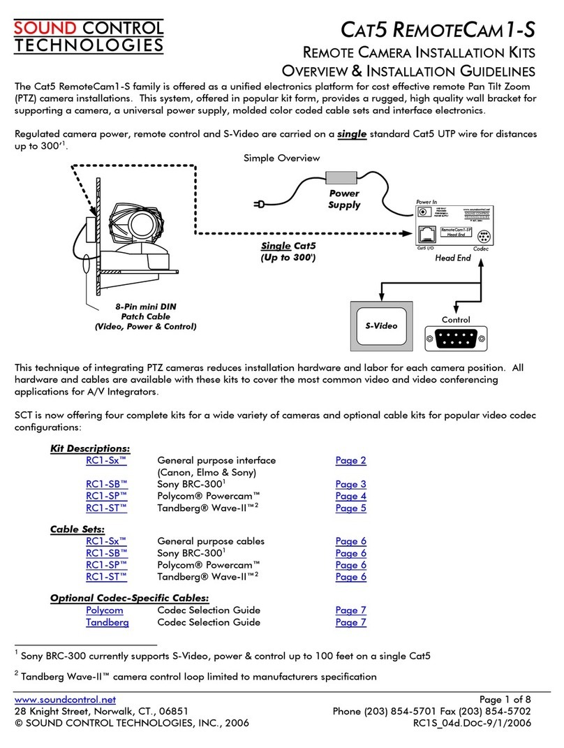 Sound Control Technologies Cat5 RemoteCam1-S Series Installation guidelines
