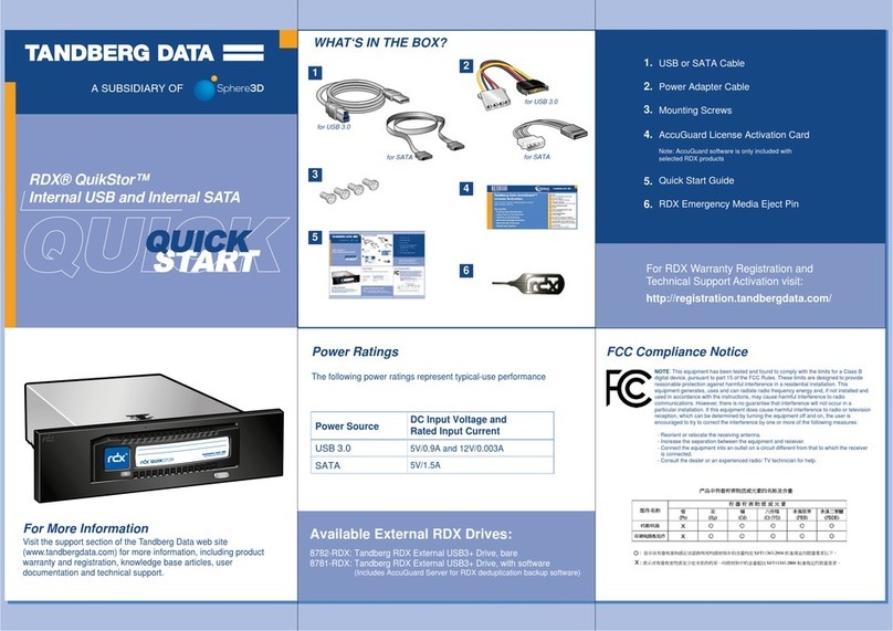 Tandberg Data RDX QuikStor quick start guide