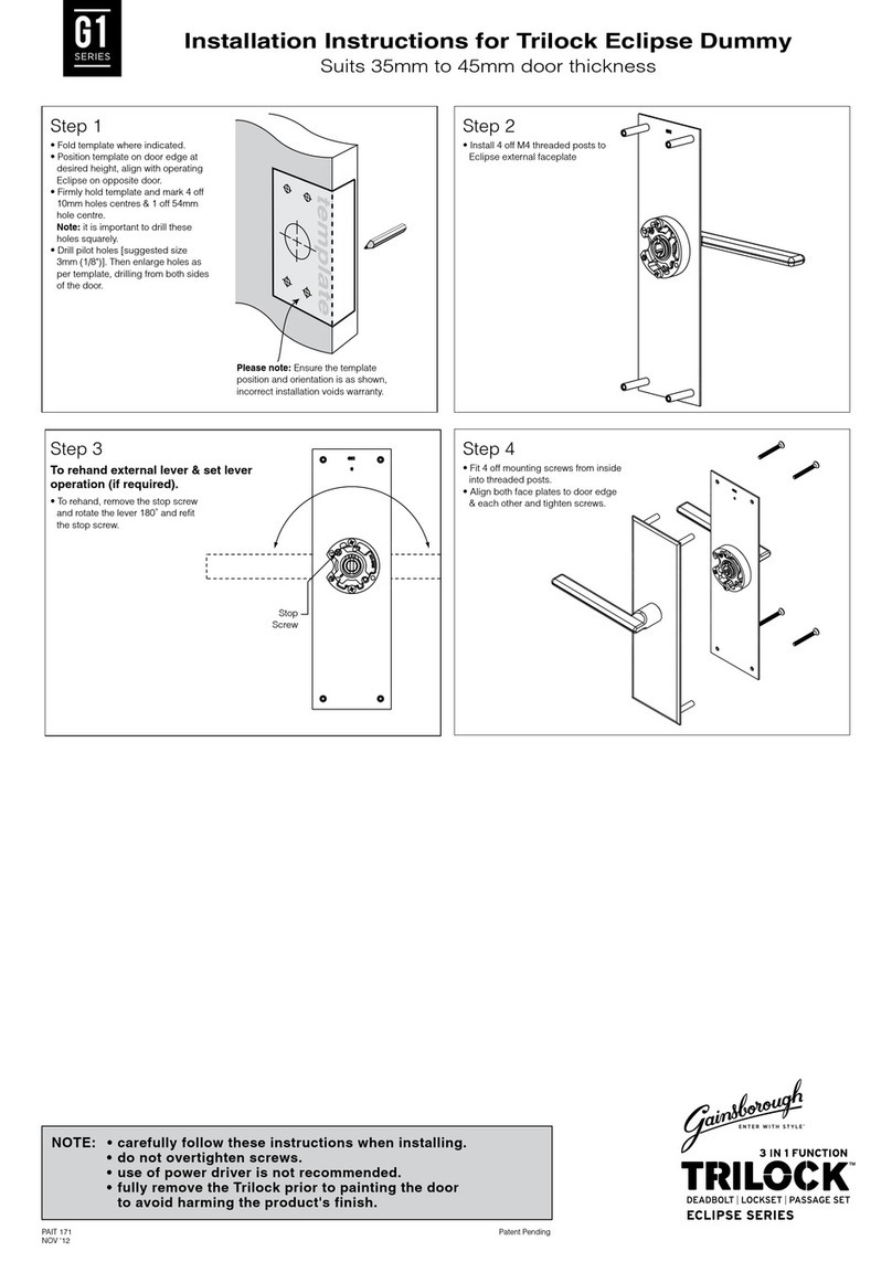 Gainsborough TRILOCK G1 Series installation instructions