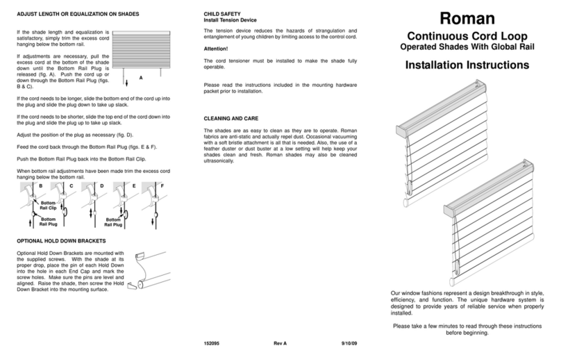 Comfort Blinds Roman Cord Loop Shade installation instructions