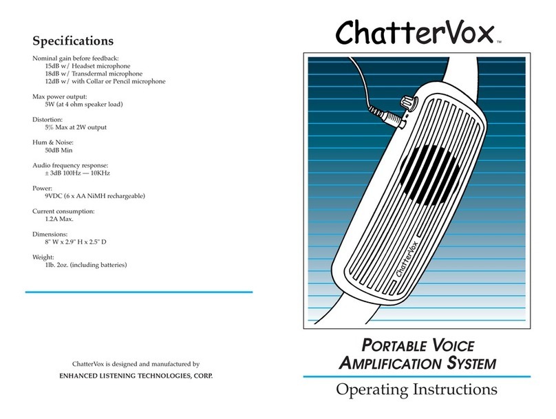 ENHANCED LISTENING TECHNOLOGIES ChatterVox 100 operating instructions ENHANCED LISTENING TECHNOLOGIES ChatterVox 100 operating instructions