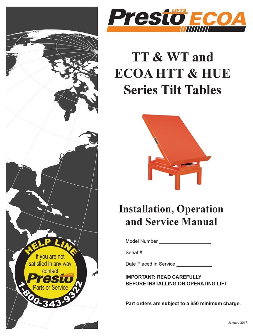 Presto TT Series Installation, operation and service manual
