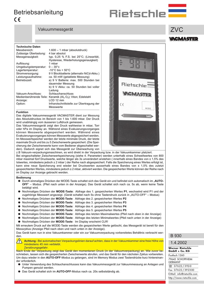 Rietschle VACMASTER operating instructions