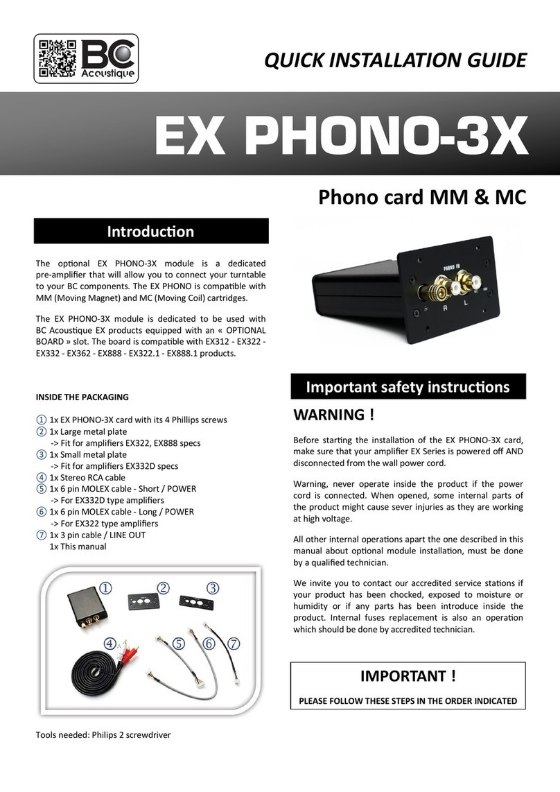 BC Acoustique EX PHONO-3X Quick installation guide