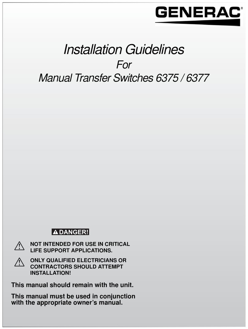 Generac Power Systems GenTran 6375 Instruction sheet
