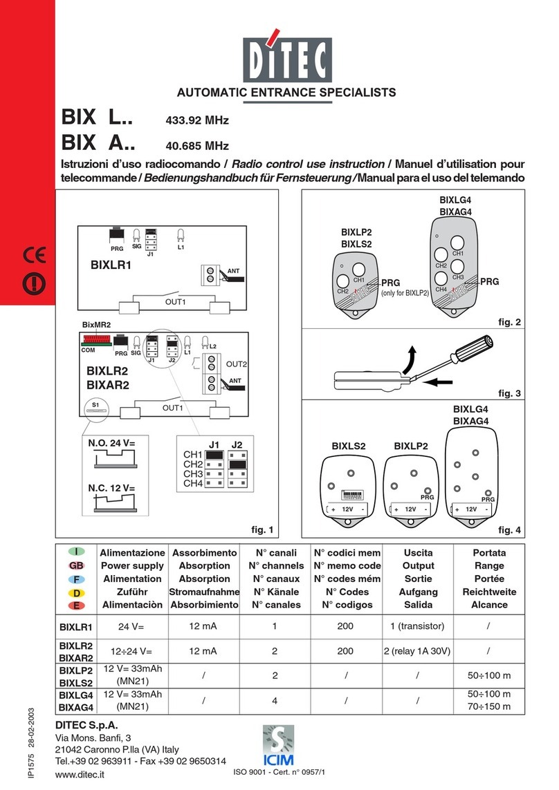 DITEC BIX L Series Operating and maintenance manual