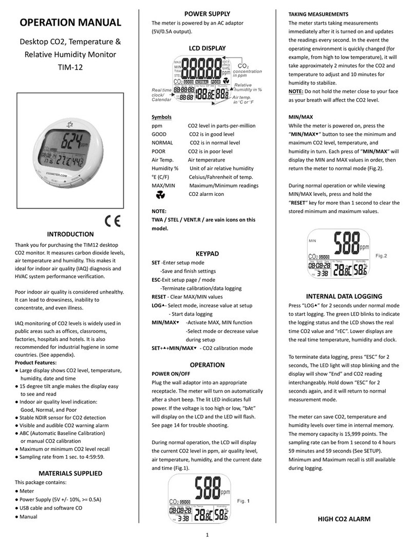 Co2meter TIM-12 Operation manual