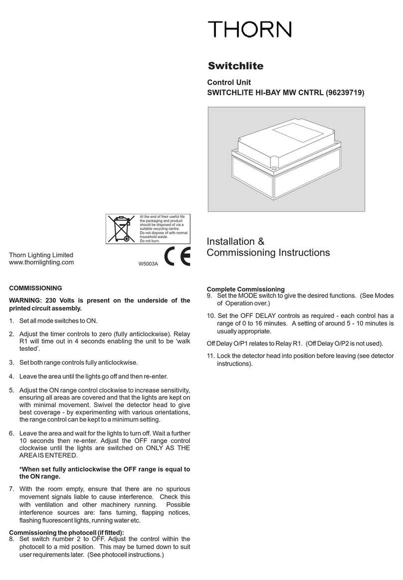 Thorn SWITCHLITE HI-BAY MW CNTRL Installation and operation manual