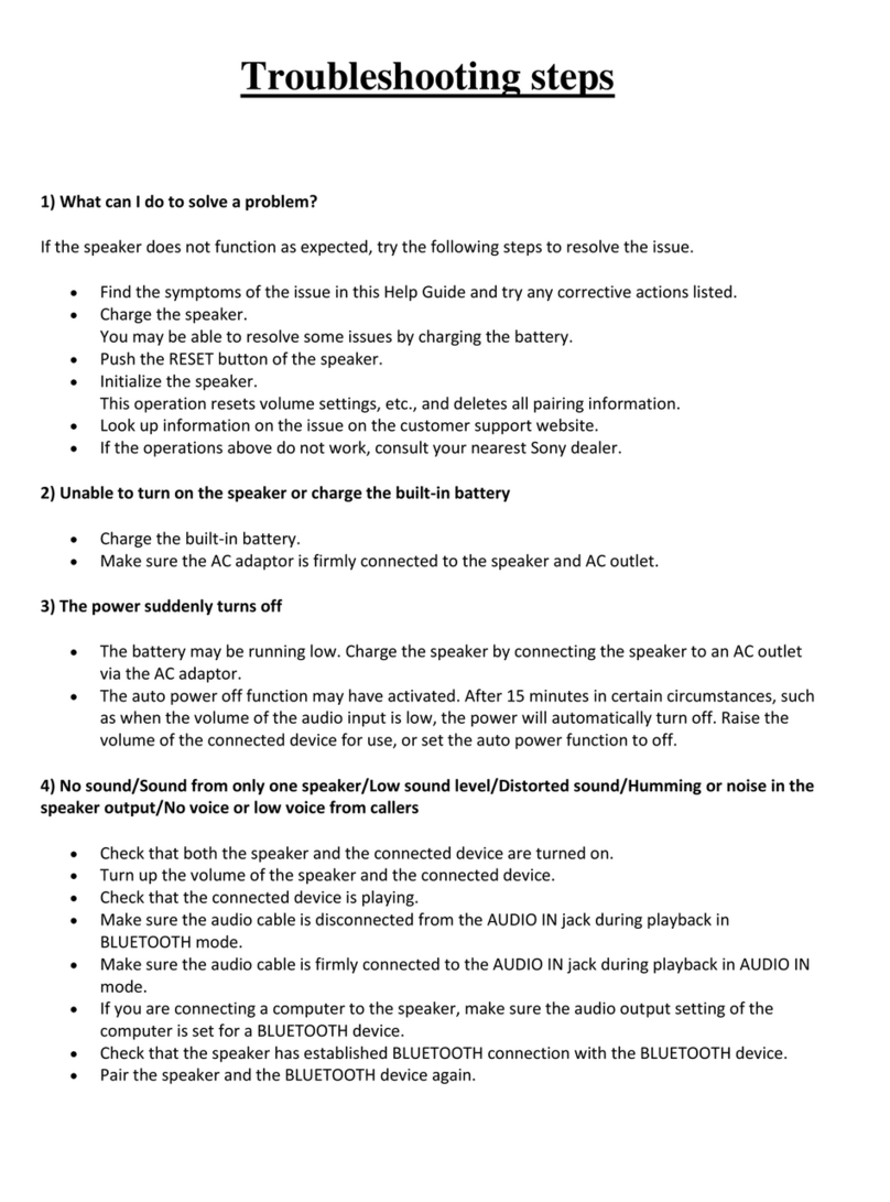 Sony SRS-XB30 Troubleshooting steps