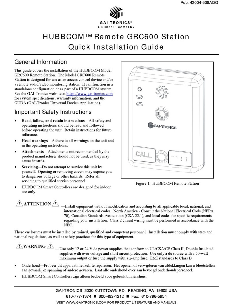 Hubbell GAI-TRONICS HUBBCOM GRC600 Quick installation guide