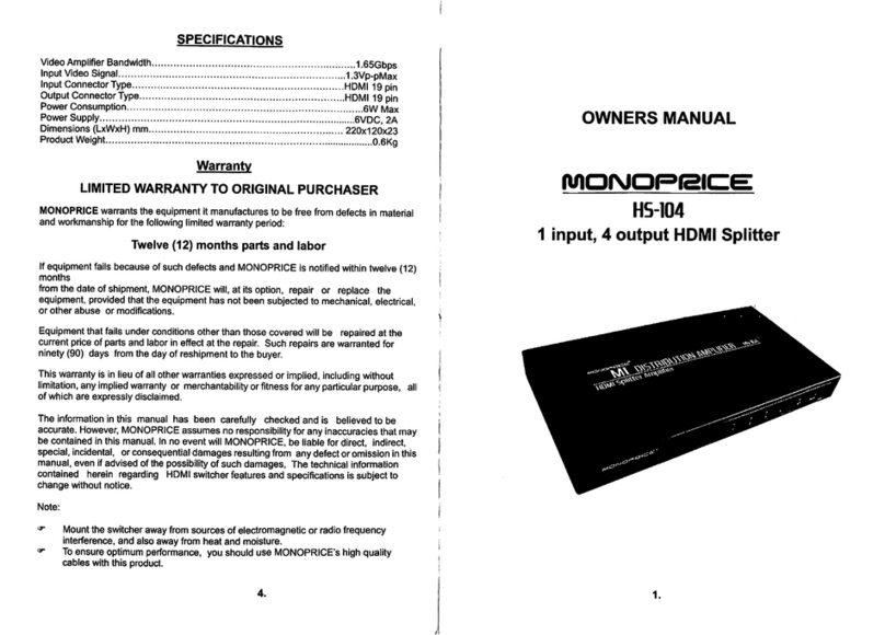 Monoprice HS-104 owner's manual