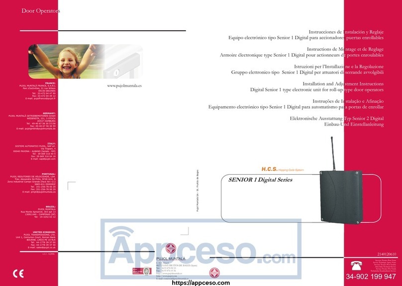 Pujol SENIOR 1 Digital Series Installation and adjustment instructions Pujol SENIOR 1 Digital Series Installation and adjustment instructions