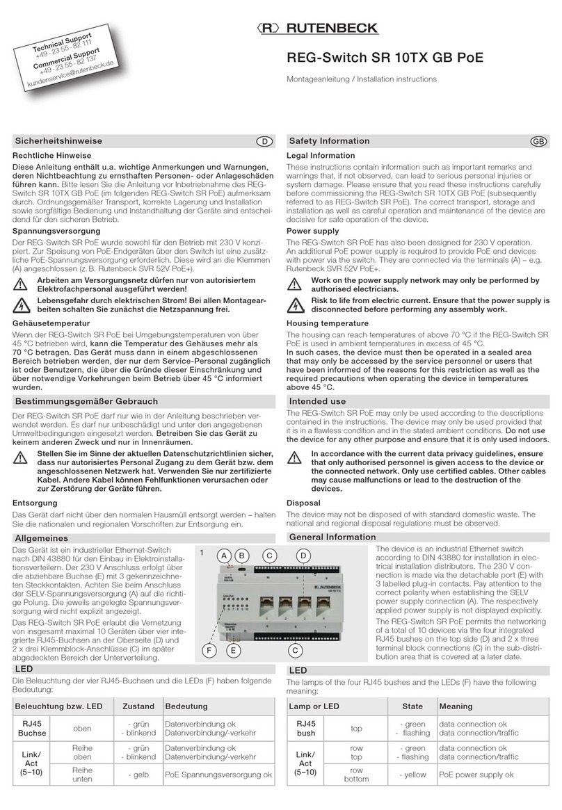 Rutenbeck REG-Switch SR 10TX GB PoE installation instructions